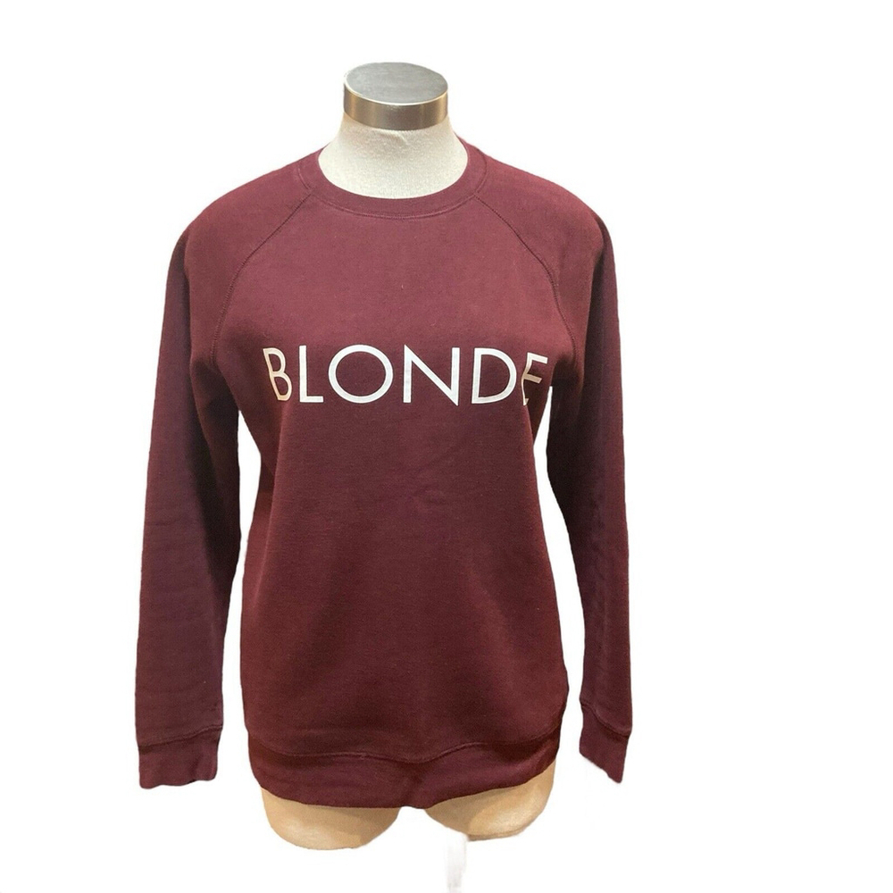 Brunette The Label Sweatshirt BLONDE Burgundy Crew Neck Sz. S/M - Picture 1 of 7